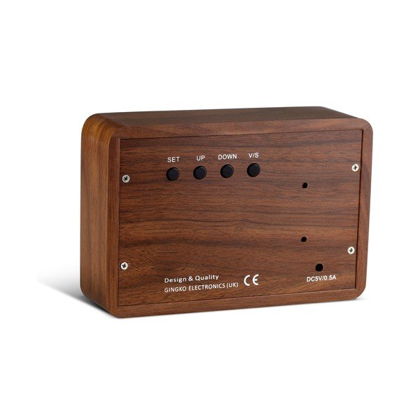 Tamnosmeđa budilica sa zelenim LED zaslonom Gingko Brick Click Clock-image-4