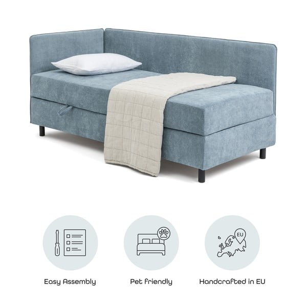 Plavi tapecirani krevet s prostorom za odlaganje s madracem 120x200 cm Avela – Bonami Selection-image-4