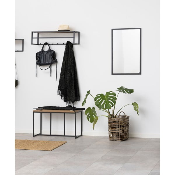 Crna/u prirodnoj boji zidna vješalica u dekoru hrasta s policom Seaford – Actona-image-3