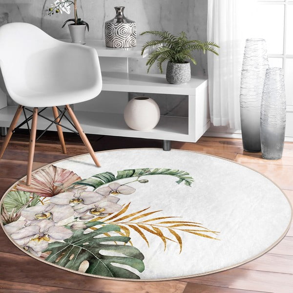 Krem periv/pogodan za robotski usisavač okrugli tepih ø 100 cm Comfort – Mila Home-image-3