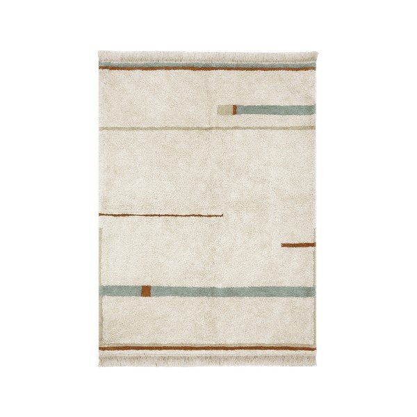 Plavi/krem periv/ručno rađen pamučan tepih 200x300 cm Lanes Vintage Blue – Lorena Canals