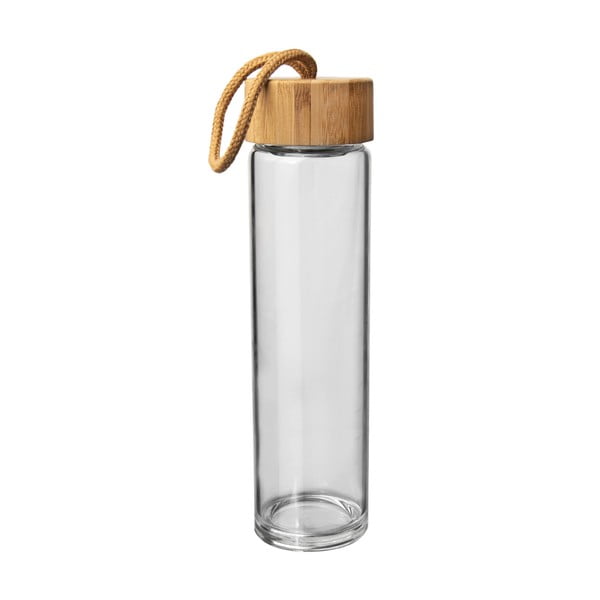 Staklena boca za vodu s poklopcem od bambusa Orion, 500 ml