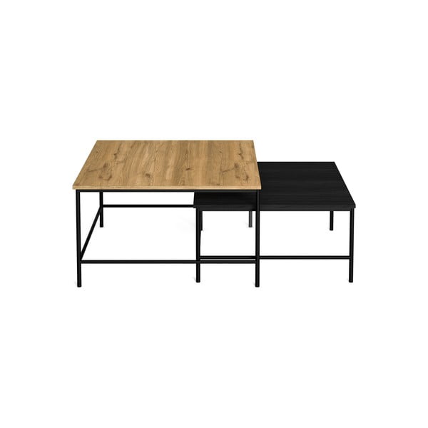 Crni/natur stolići za kavu u setu 2 kom s pločom stola u dekoru hrasta 80x80 cm Fiorenza – Marckeric-image-2