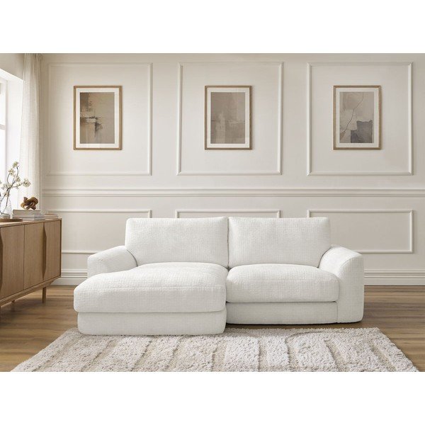 Bijela kutna garnitura od šenila (s lijevim kutom/s ležaljkom) Leonore – Bobochic Paris-image-1