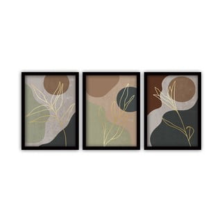 Set od 3 slike u crnim okvirima Vavien Artwork Floral III., 35 x 45 cm