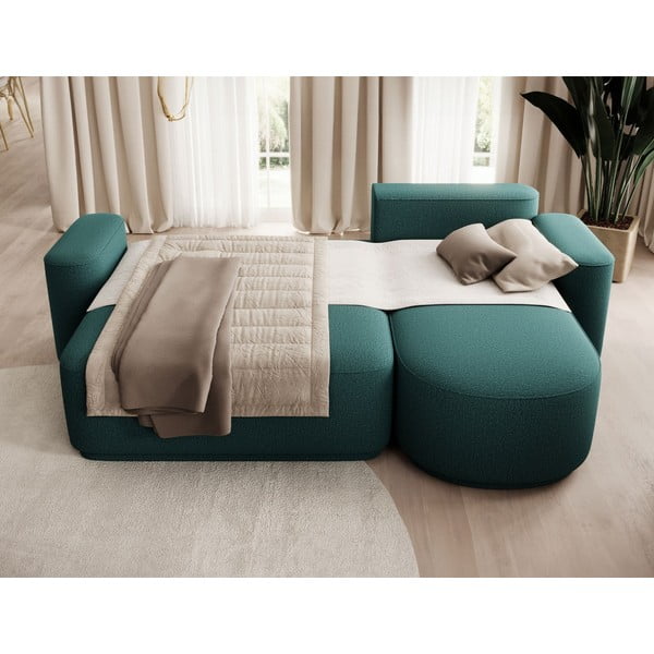 Zelena sklopiva/s prostorom za odlaganje kutna garnitura od šenila (s desnim kutom/s ležaljkom) Aurumm – ELTAP-image-4