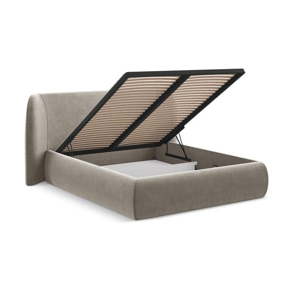 Tapecirani bračni krevet smeđe-sivi s prostorom za odlaganje s podnicom 140x200 cm Hauke – Makamii-image-2