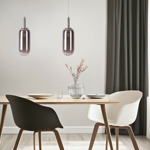 Antracitno siva LED viseća svjetiljka sa staklenim sjenilom ø 13 cm Fiuggi – Candellux Lighting-image-4