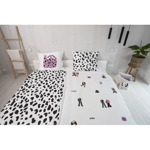 Posteljina za krevet za jednu osobu od pamučnog satena 140x200 cm Cats Love Hot Coffee - Butter Kings-image-1