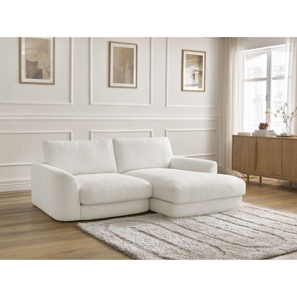 Bijela kutna garnitura od bouclé tkanine (s desnim kutom/s ležaljkom) Leonore – Bobochic Paris-image-3