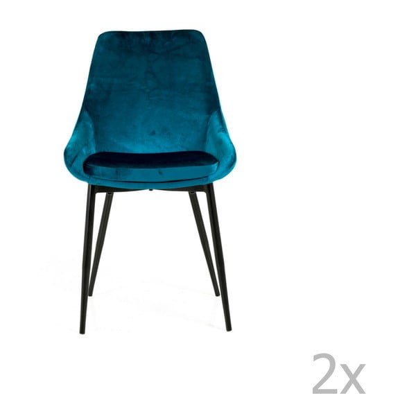 Set od 2 blagovaonske stolice petrolej plave s baršunastim presvlakom Tenzo Lex