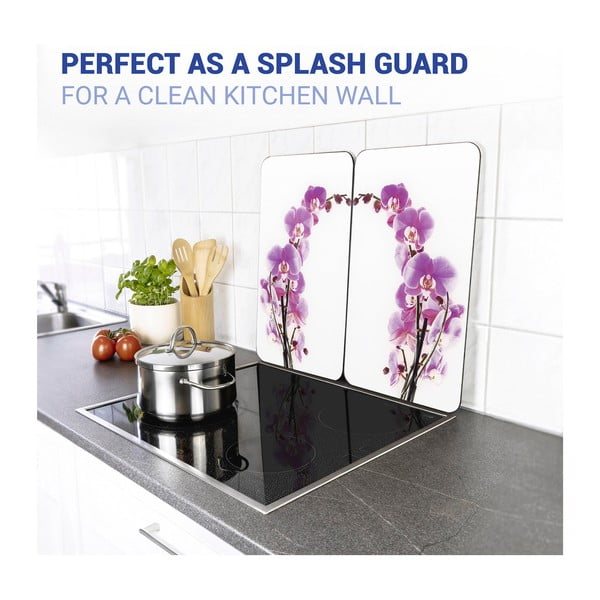 Set 2 staklena poklopca za štednjak Wenko Orchid, 52 x 30 cm-image-2