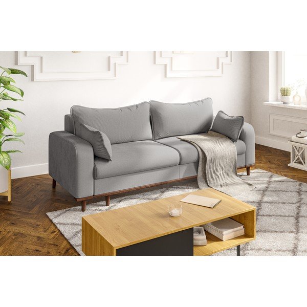 Svijetlo siva sofa od samta 220 cm Beata – Ropez-image-4