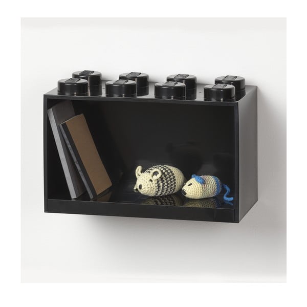 Dječja crna zidna polica LEGO® Brick 8