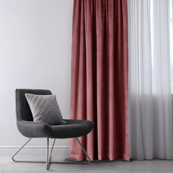 Ružičasta zavjesa za djelomično zamračenje od samta 140x245 cm Eyelets – Restilo-image-1