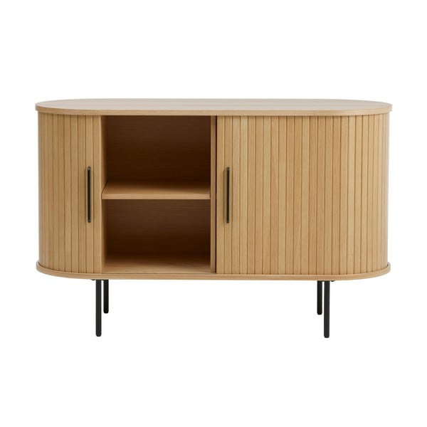 Komoda u dekoru hrasta s kliznim vratima u prirodnoj boji 120x76x45 cm Nola – Unique Furniture-image-2