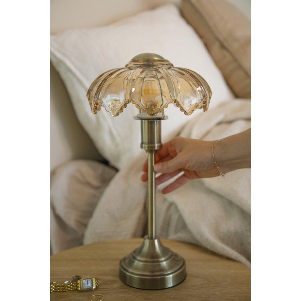 Mjedena/jantarna staklena stolna lampa s mogućnosti zatamnjivanja/prijenosna (visina 35 cm) Kurage – Markslöjd-image-1