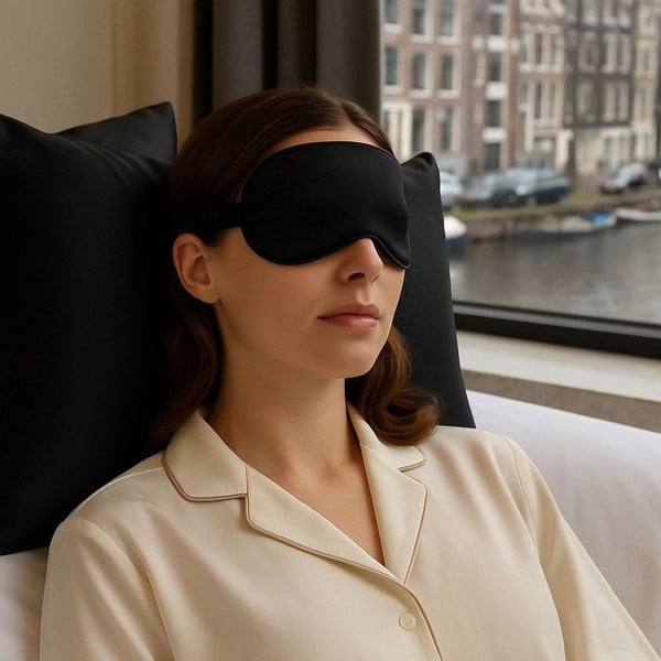 Crna svilena maska za spavanje Mulberry Silk – Mila Home Luxury-image-1