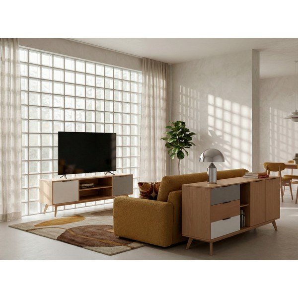 Niska komoda od borovine u prirodnoj boji 165x81 cm Elfa – Marckeric-image-2