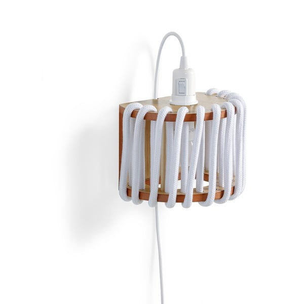 Bijela zidna svjetiljka s drvenom strukturom EMKO Macaron, duljina 20 cm-image-3