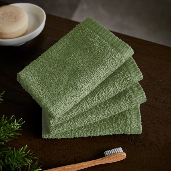 Zeleni brzosušeći/od frotira pamučni ručnici u setu 4 kom 30x30 cm Quick Dry – Catherine Lansfield-image-1