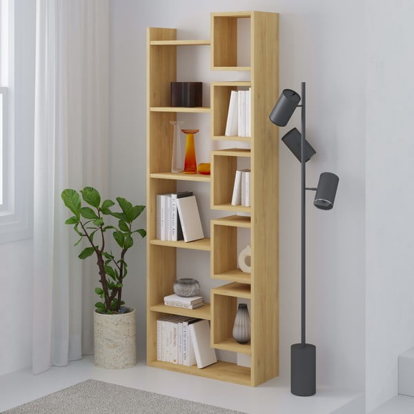 Bijela/u prirodnoj boji biblioteka u dekoru hrasta 60x168,5 cm Eladi – Marckeric-image-3