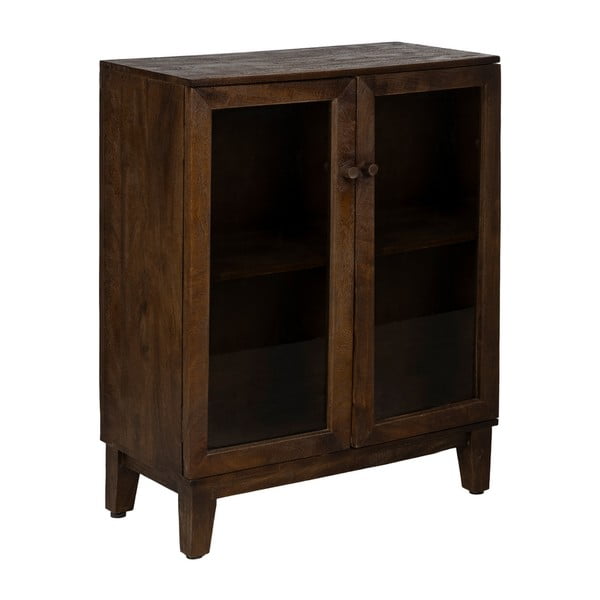 Smeđa vitrina od masivnog manga 80x100x40 cm Ravi – Ixia