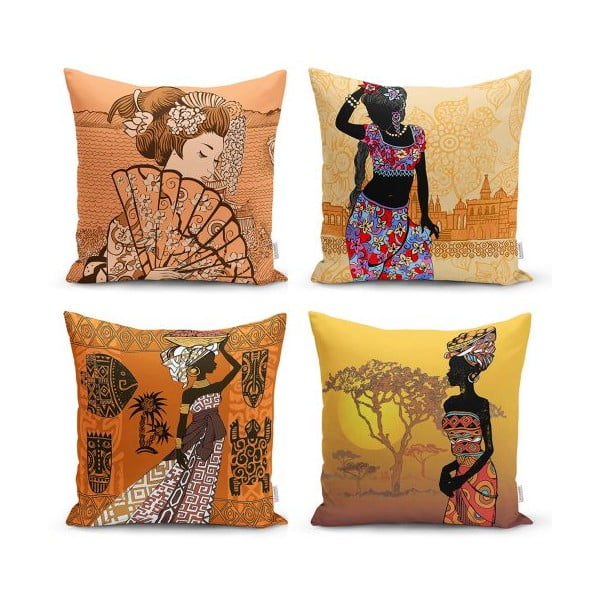 Set od 4 ukrasne jastučnice Minimalist Cushion Covers Eastern Ethnic, 45 x 45 cm