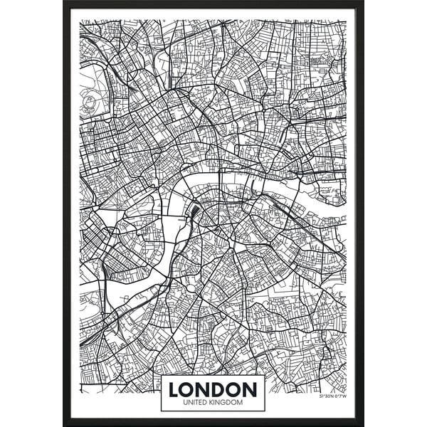Zidni poster u okviru MAP/LONDON, 40 x 50 cm