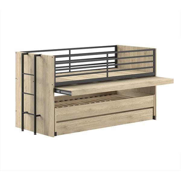 Dječji krevet na kat/s dodatnim ležajem s podnicom 90x200 cm u prirodnoj boji Sam – Vipack