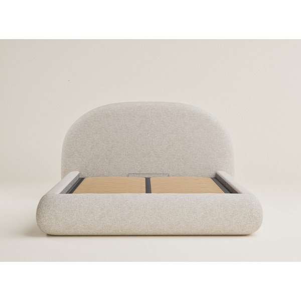 Krem tapecirani bračni krevet s prostorom za odlaganje s podnicom 140x200 cm Maumere – Maison de Rêve-image-2