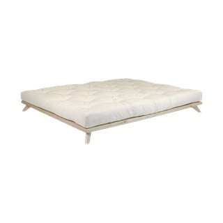 Bračni krevet od borovine s madracem Karup Design Senza Comfort Mat Natural Clear/Natural, 140 x 200 cm