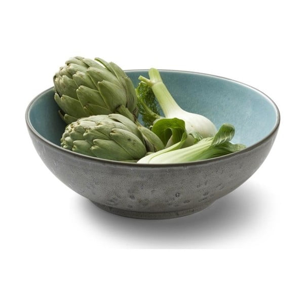 Siva zemljana zdjela za salatu s unutarnjom glazurom u blijedoplavoj Bitz Mensa, promjera 30 cm-image-3