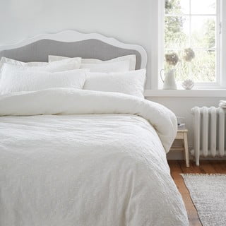 Bijela pamučna posteljina za krevet za jednu osobu 135x200 cm French Knot Jacquard – Bianca