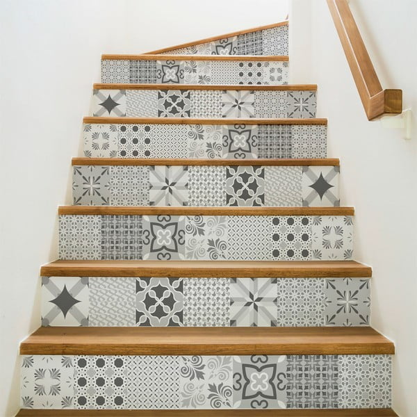 Set od 2 naljepnice za stepenice Ambiance Romantic Grey, 15 x 105 cm