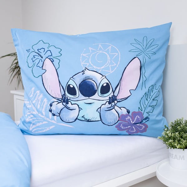 Plava pamučna dječja posteljina za krevet za jednu osobu 140x200 cm Lilo and Stitch "Wave" – Jerry Fabrics-image-3