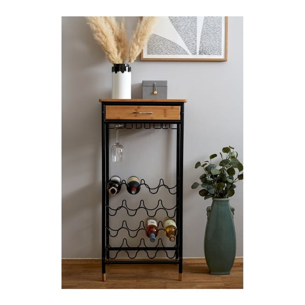 Crna/u prirodnoj boji metalna vitrina za vino broj boca 16 kom, 48x95 cm Loft – Wenko-image-2
