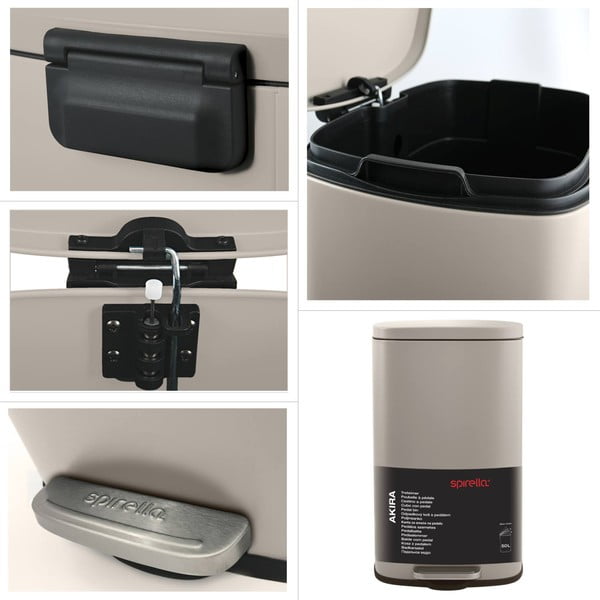 Smeđe-siva željezna kanta za smeće s pedalom 50 l   Akira – Spirella-image-4