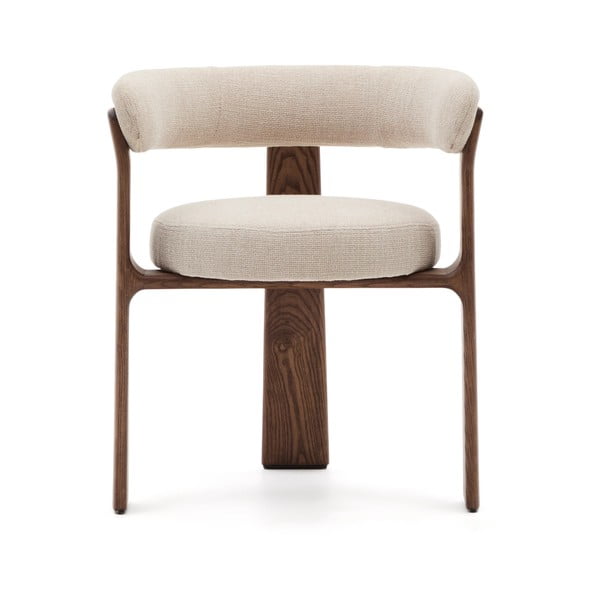 Smeđa/bež blagovaonska stolica s naslonima za ruke od čvrste jeseni Granite – Kave Home-image-4