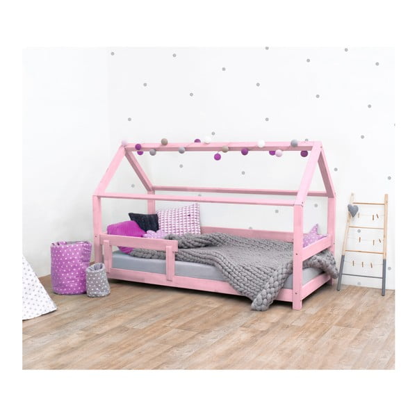 Ružičasti dječji krevetić s komodijom od smreke Benlemi Tery, 90 x 180 cm