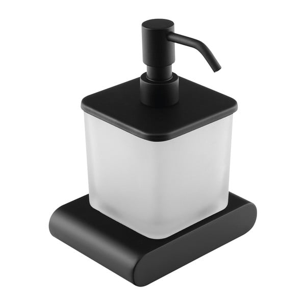 Mat crni stakleni zidni dozator sapuna 300 ml Flori – Sapho