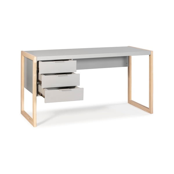 Sivi radni stol s nogama od borovine Marckeric Frank-image-4