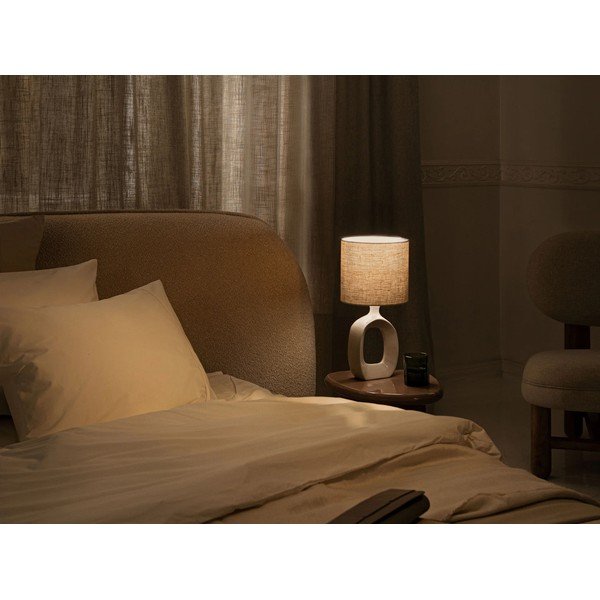 Svijetlo sivi tapecirani bračni krevet s prostorom za odlaganje s podnicom 180x200 cm Ovalo – Micadoni -image-1