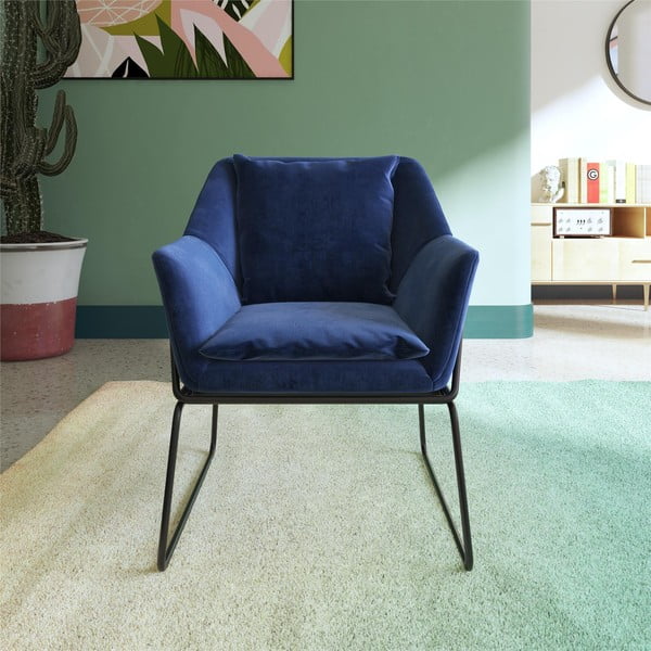 Plava baršunasti fotelja Avery – Støraa-image-2