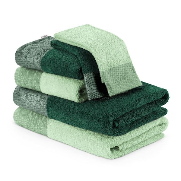 Set od 6 zelenih ručnika i ručnika za kupanje AmeliaHome