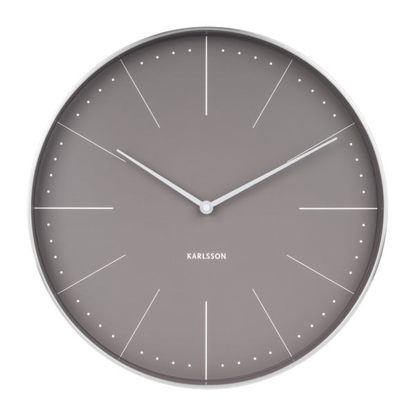 Sivi zidni sat sa srebrnim detaljima Karlsson Normann, ⌀ 38 cm