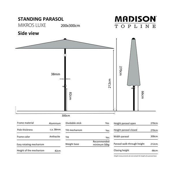Sivi suncobran 200x300 cm Mikros - Madison-image-1