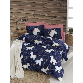 Posteljina s bračnim krevetom Eponj Home Magic Unicorn Dark Blue, 200 x 220 cm