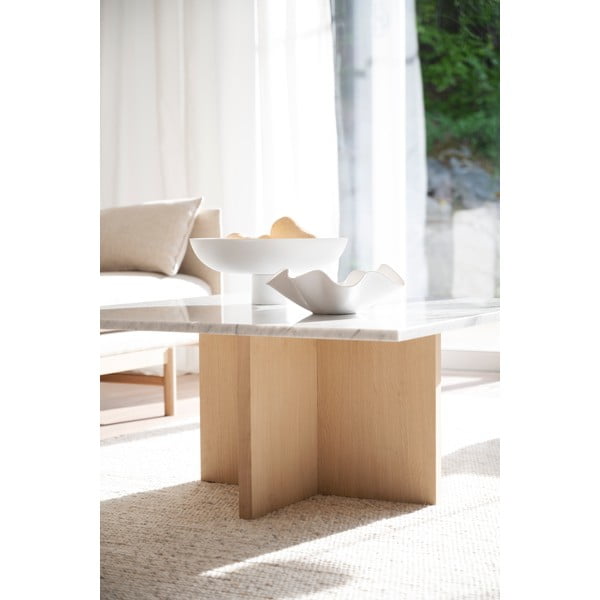 Bijeli mramorni okrugli stolić 90x90 cm Brooksville - Rowico-image-1