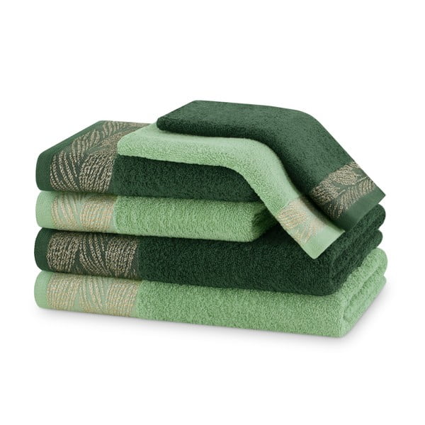 Zeleni pamučni set ručnika 6 kom od frotira Allium – Restilo